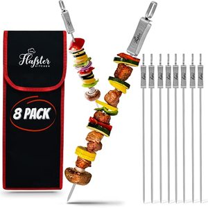 The Long Flat Design Keeps your Food from Spinning and the Push Bar Makes it Easy to Slide Food Off the Skewer
